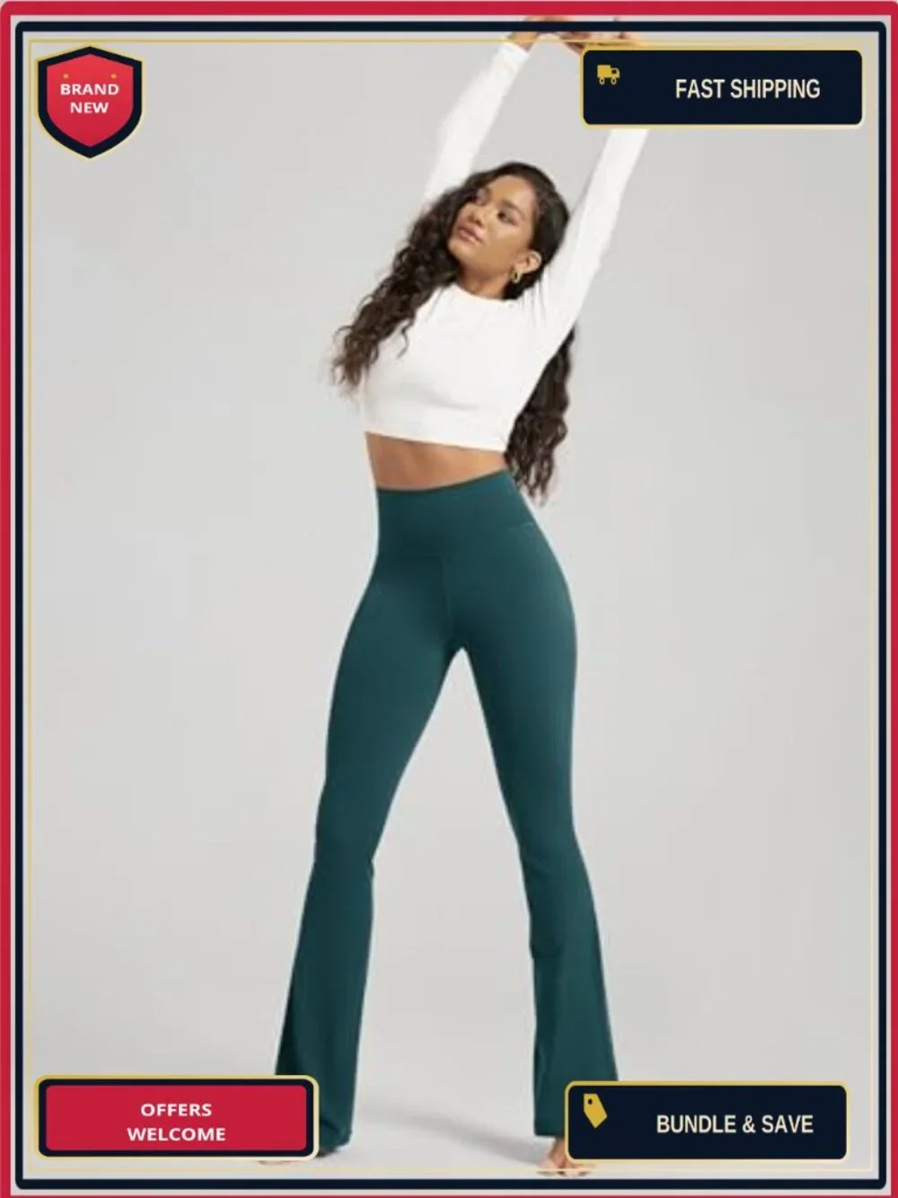 High Waist Flare Bootcut Yoga Pants Women Wide Leg Lounge Leggings 32